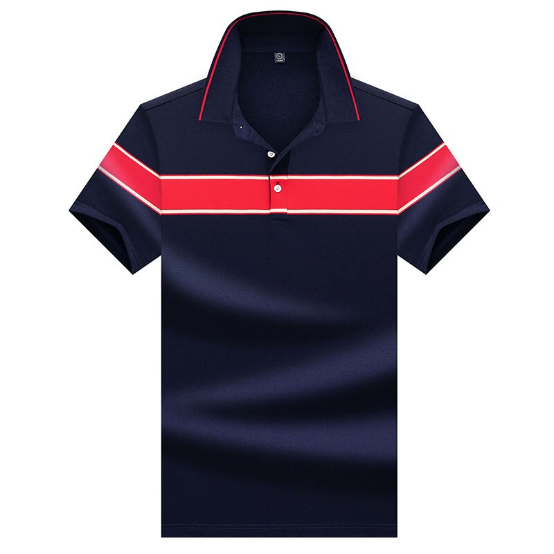 Man Tops & Tees Mannen Polo Shirts Business Mannen Merken Turn-Down Kraag Mens Polo Shirt Casual streep Polo T-shirt A8037: A8037 blue / Xl