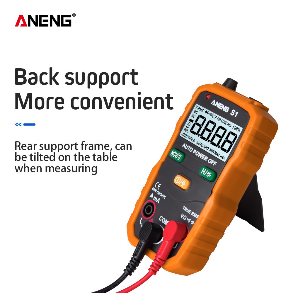 Aneng  s1 4000 teller digital ac/dc spenning strøm multimeter sann rms auto rekkevidde lcd automatisk multimetro tester