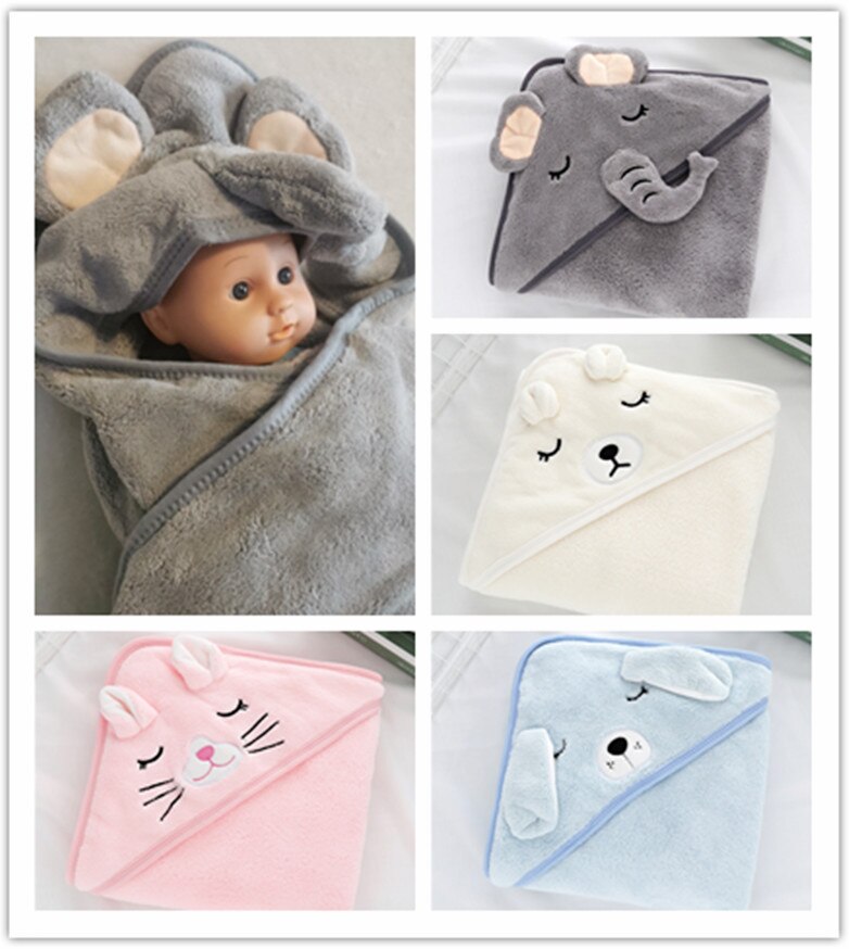 3D Olifant Baby Hooded Badhanddoek Avondmaal Absorberende Coral Fleece Pasgeborenen Washandje Leuke Dier Douche Voor Kinderen Jongen Meisjes