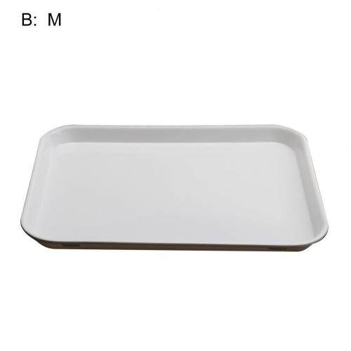 Bandeja de plástico blanca para servir, bandejas decorativas apilables fáciles de usar, creativas, delicadas, para el hogar, para almacenamiento de ensaladas: B M