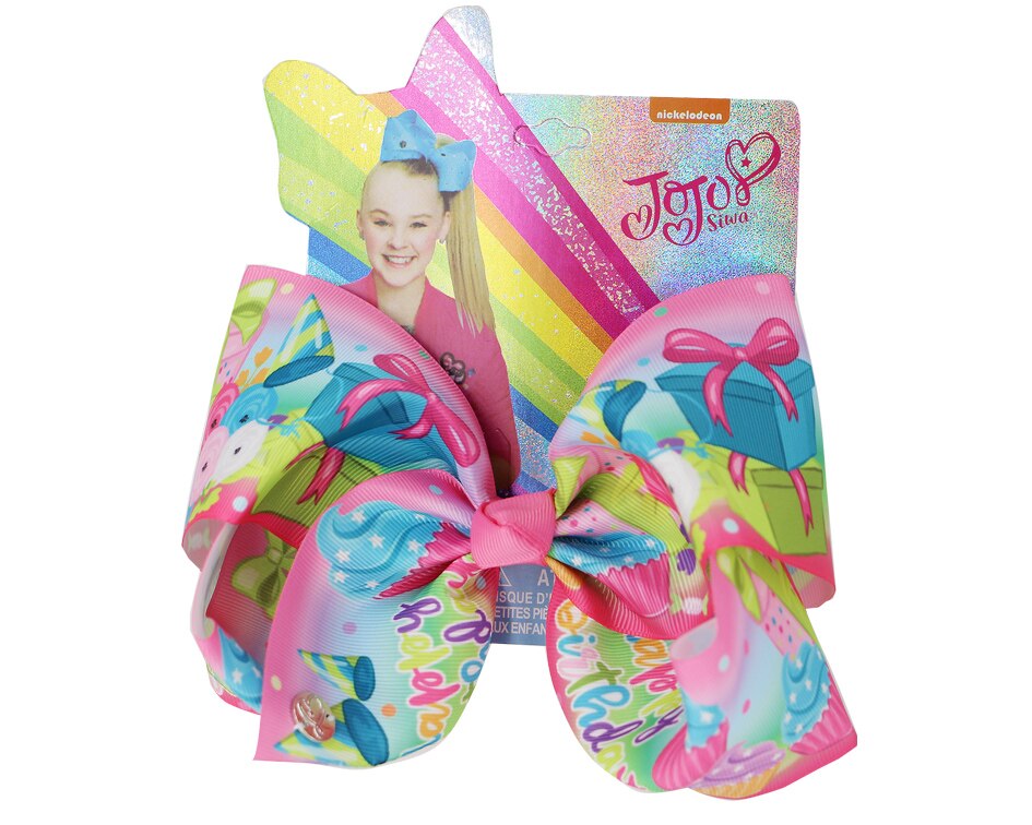 Novo feliz aniversário arcos 7 polegada grandes arcos de cabelo clipe de fita de impressão bowknot para meninas do bebê headwear acessórios para cabelo artesanal