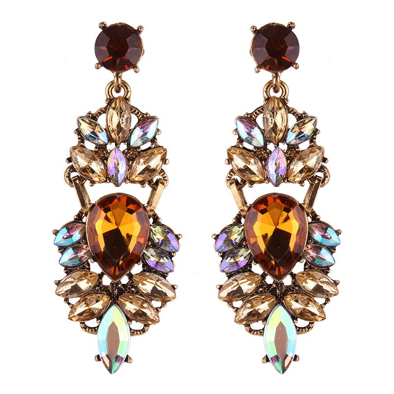 MYDANER Crystal Rhinestones Long Dangle Earrings Trendy Big Statement Tassel Pendant Earrings for Women Weddings Jewelry: Yellow