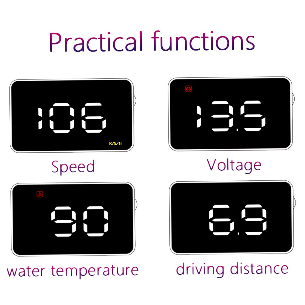 Universal HUD Digital Dashboard Overspeed Speedometer Alarm A1000 OBD2 Car Head Up Display