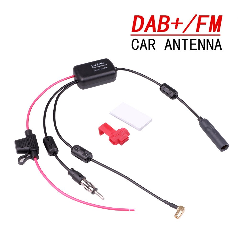 Dab+fm bilstereoantenne antennesplitterkabeladapter 12v radiosignalforsterkerantenne signalforsterker fm/am biltilbehør: Svart