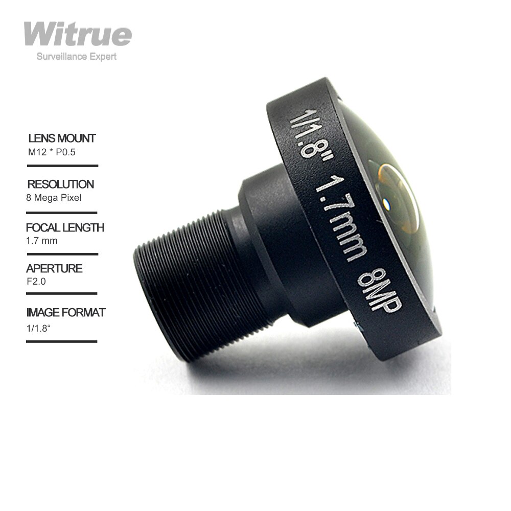 Witrue 4K CCTV Lens 8Megapixel Fisheye 1/1.8 Inch 185 Degree M12 Mount Lens 1.7mm For IMX178 Sensor 4K Camera