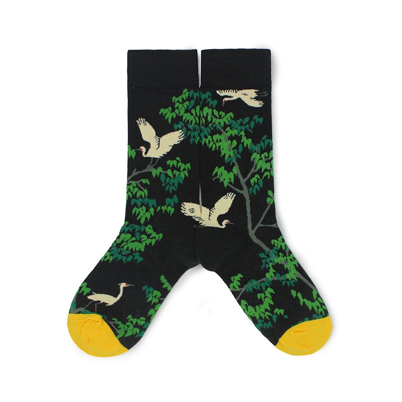 cotton happy socks women swan peace pigeon bird animal socks man colorful picasso art socks primitive tribe crazy men sock funny: pigeon socks