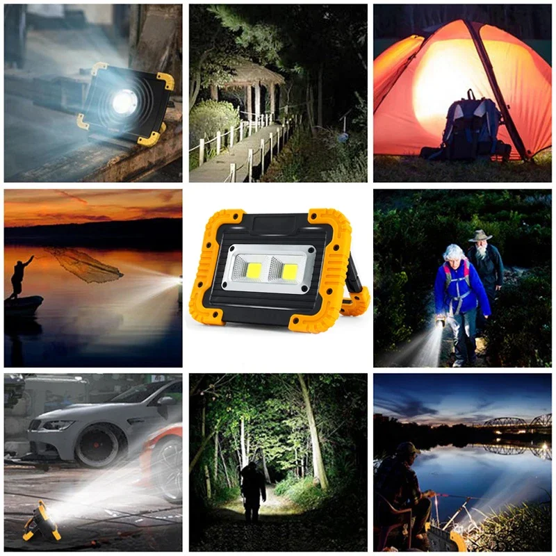 Superklar led-arbejdslampe med 18650 genopladelige campinglygter, håndholdte projektører, søgelys, bærbar arbejdslampe
