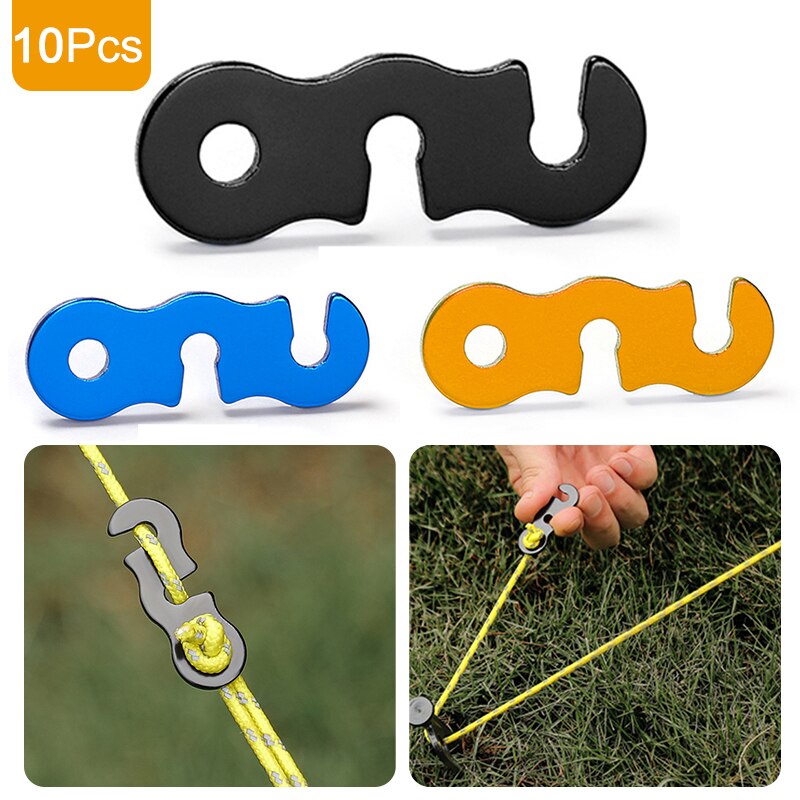 10 -teiliges set outdoor-campingzelt-fallschirmleinen-seilschnallen aus aluminiumlegierung, seilspanner, befestigungselemente, reisewerkzeug