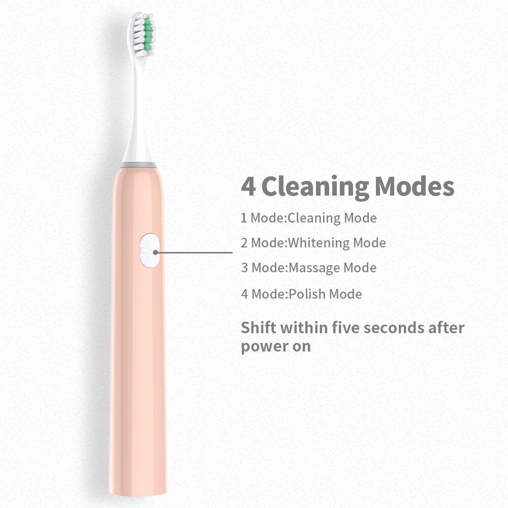 Nouvelle brosse à dents électrique adulte vague sonique Rechargeable IPX7 étanche puce intelligente brosse à dents tasse tête USB Rechargeable clair 40