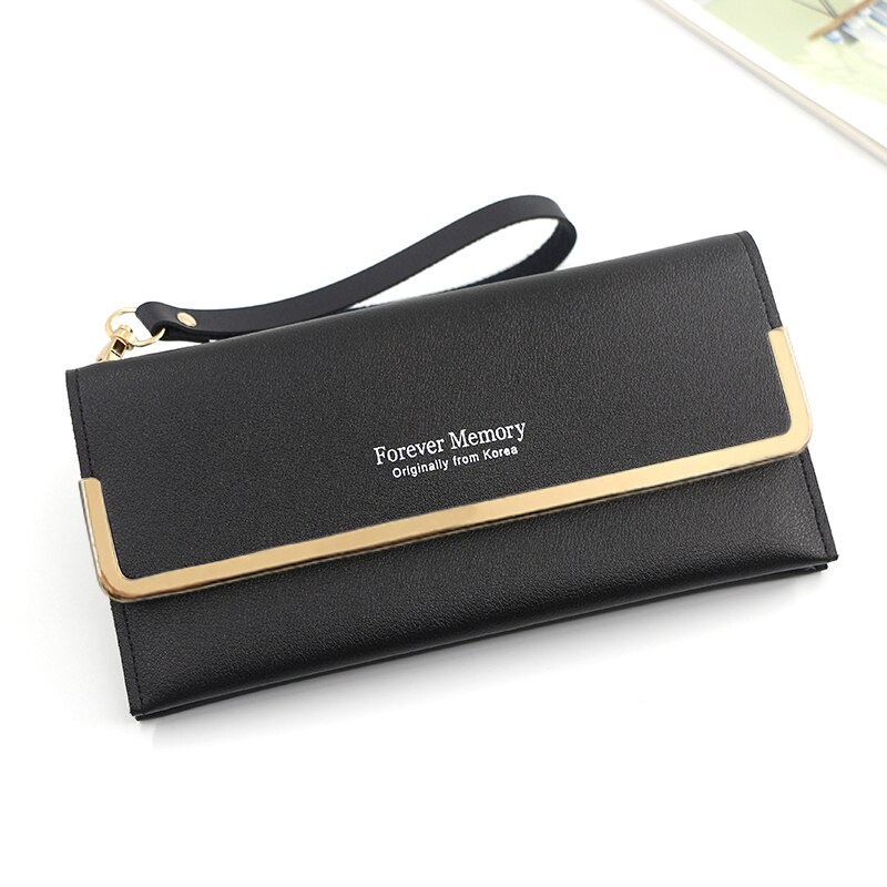 Wristlet Women's Long Wallet Letter Clutch Purse Ladies Multifunctional Leather Card Holder Metal Daily Use Coin Purse