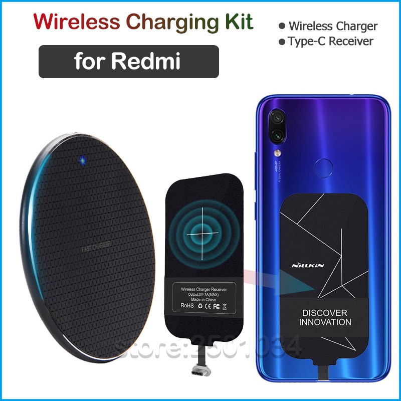 Qi trådløs lading for xiaomi redmi note 7 8 8t 9s 9 pro max redmi 8 8a k20 k30 pro trådløs lader+usb type c mottaker