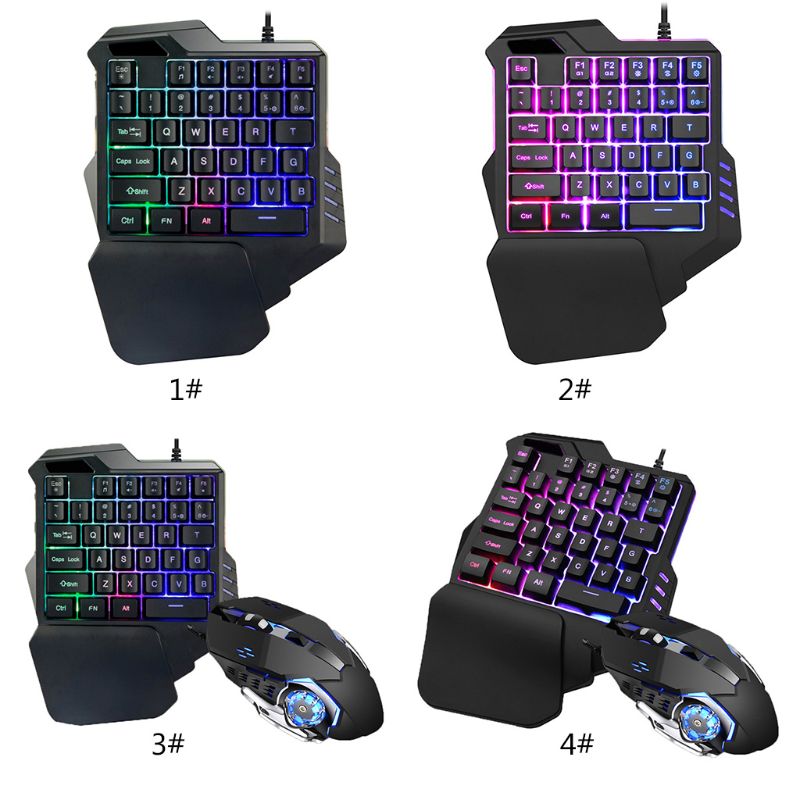 Portable One-Handed Gaming Keyboard RGB Backlit Mini Gaming Keypad Ergonomic Game Controller for PC PS4 X-box Gamer
