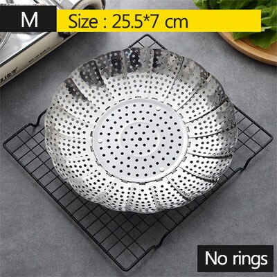 Steam Tray Stainless Steel Steamer Multifunction Kitchen Folding Rice Cooker Steamer General Steamer Steamed Bun Artifact: M-no Rings