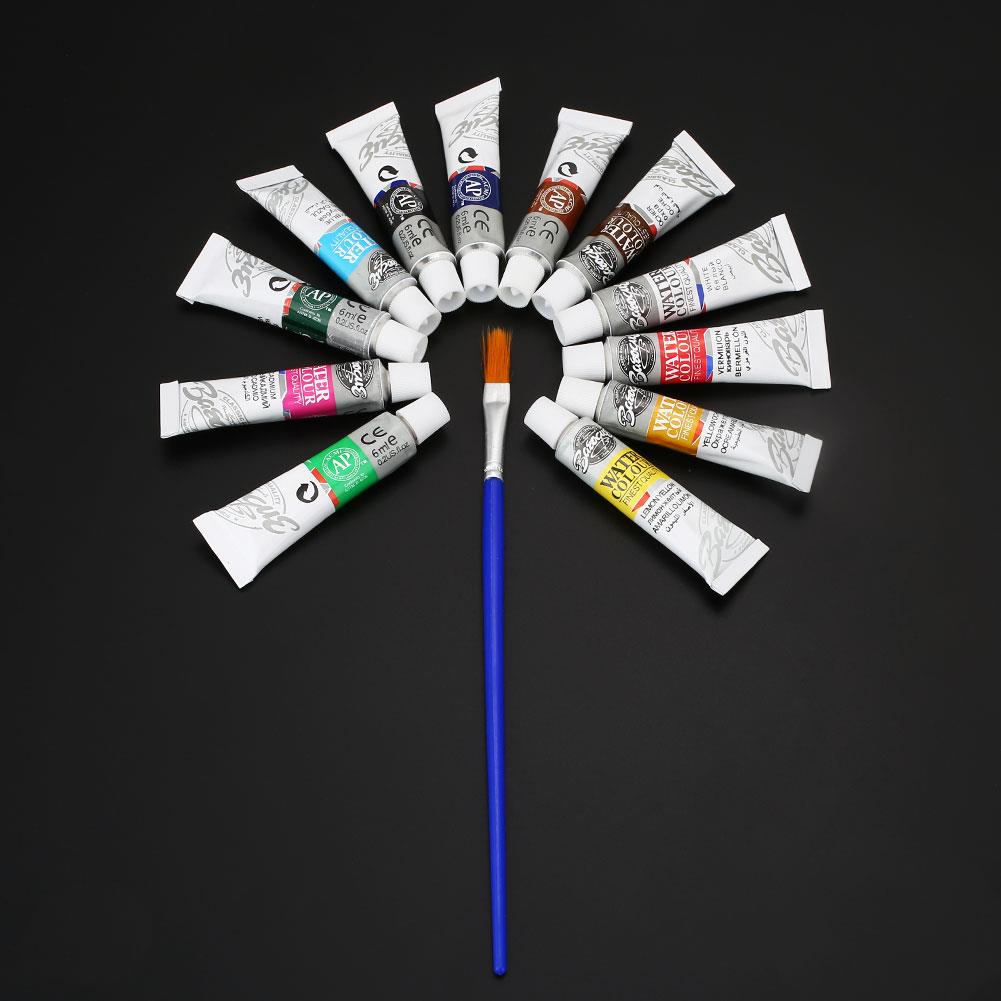 Penseelpen olieverfbenodigdheden olieverfset olieverfpen 12 kleuren 6ml acrylverf tekenkleur gratis tube