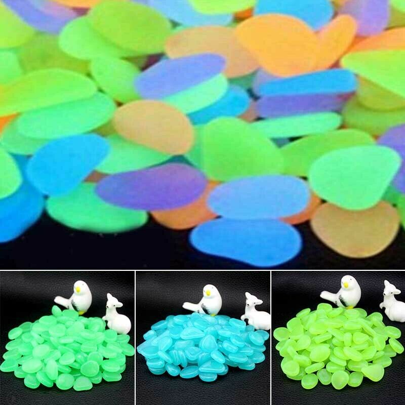 300Pcs Glow in the Dark Garden Pebbles Glow Stones Rocks for Walkways Garden Path Patio Lawn Garden Yard Decor Luminous stones