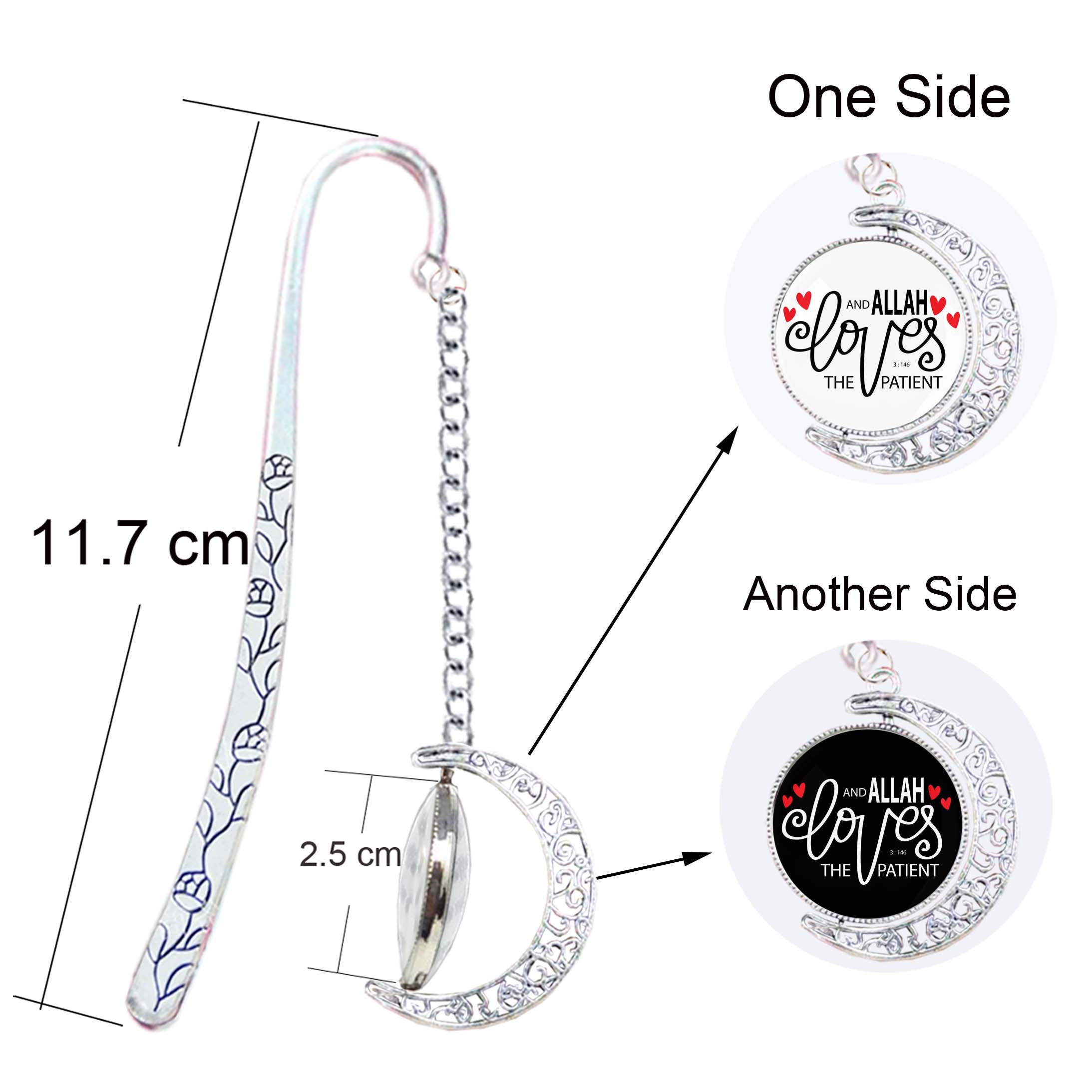 Islamic Quote - And Allah Loves The Patien 3 146 - Double Sided Bookmark Spinning Pendant Muhammad Koranic Book Mark Muslim: 6