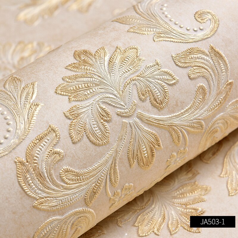 Papel tapiz 3D de Damasco en relieve fino, clásico europeo, papel tapiz de fondo de sala de estar para dormitorio, W201
