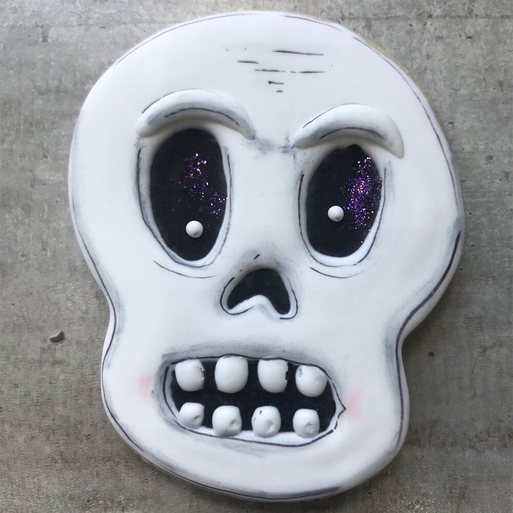 KENIAO-calavera de Halloween con cortador de galletas de flores, molde para sándwich de pan Fondant de acero inoxidable, 11,8X8,6 CM, por Janka