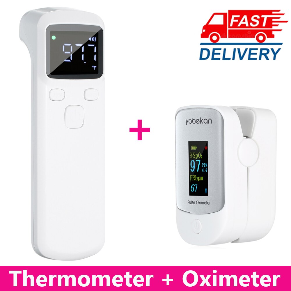 Finger Pulse Oximeter Digital Fingertip Oximeter Blood Oxygen Saturation Meter SPO2 PR Heart Rate Monitor + Infrared Thermometer