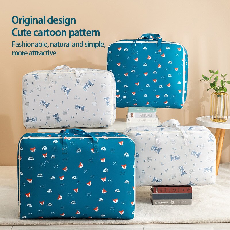 Grand sac de rangement en tissu Oxford, sac de rangement pour vêtements pliants couette, imperméable, sacs de finition d'armoire anti-poussière à fermeture éclair