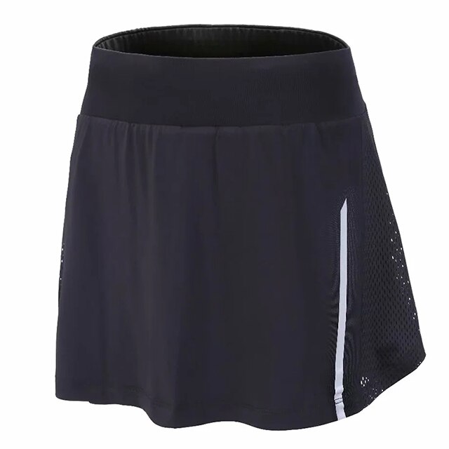 Kvinder nederdel med shorts hurtigtørrende yoga skorts fitness kort nederdel badminton piger motion ping pong golf bordtennis nederdele: Sort / S