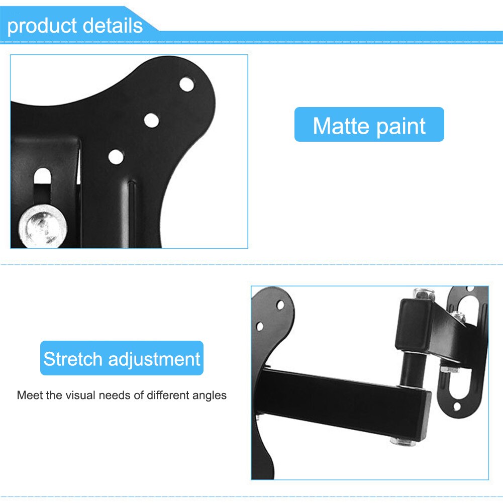 Tilt Swivel Wall Mount Easy Install Living Room Frame Support Adjustable Angle TV Bracket Steel Plate Flat Panel Universal Home