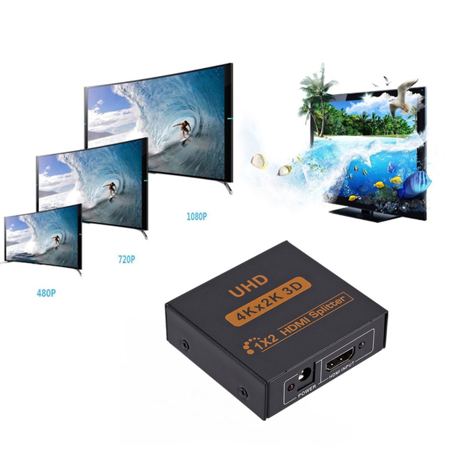 4K 1x2 HDMI-compatible Switch 1x2 Splitter HDMI-compatible Port Auto Switcher Support 3D Full HD1080P for DVD pc HDTV