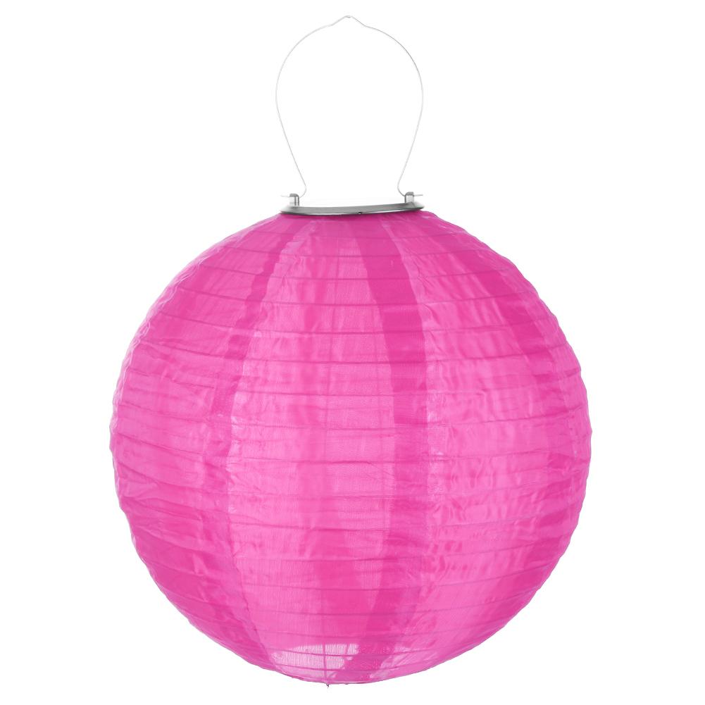 Farolillo chino redondo de papel Led, luces de bola, lampiones para , boda, cumpleaños, bricolaje, lámpara colgante Solar,: PINK