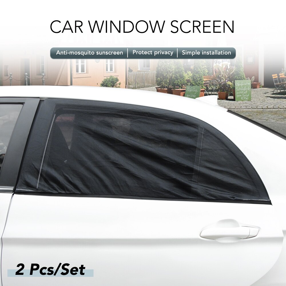 2pcs Car Rear Side Window Cover Sunshade 52cm*110cm Curtain UV Protection Shield Visor Mesh Auto Sunshade Curtain