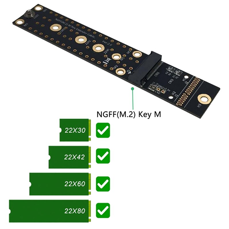 M.2 Ngff Nvme M Sleutel Ssd Verlengkabel 2280 Riser Extender Card Ondersteuning Pci-E 3.0 4X Verlengsnoer