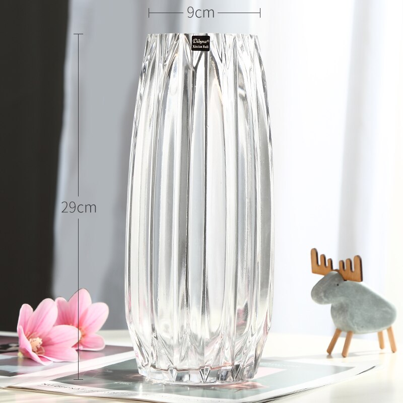 Stor glasflaska transparent färg hydroponisk vas vardagsrum blomdekoration heminredning tillbehör modern: Transparent l
