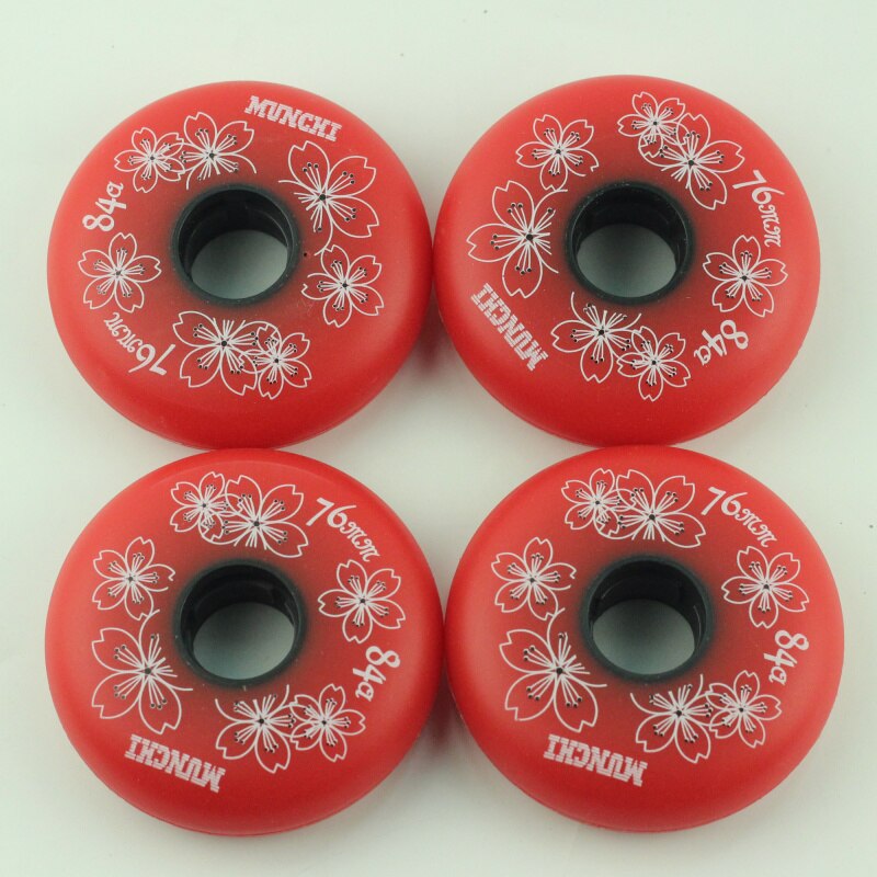Rueda de repuesto para patines de Hockey sobre ruedas 84A de alta elasticidad con de flor de cerezo accesorios deportivos 72-76-80mm 4 unids/lote: red