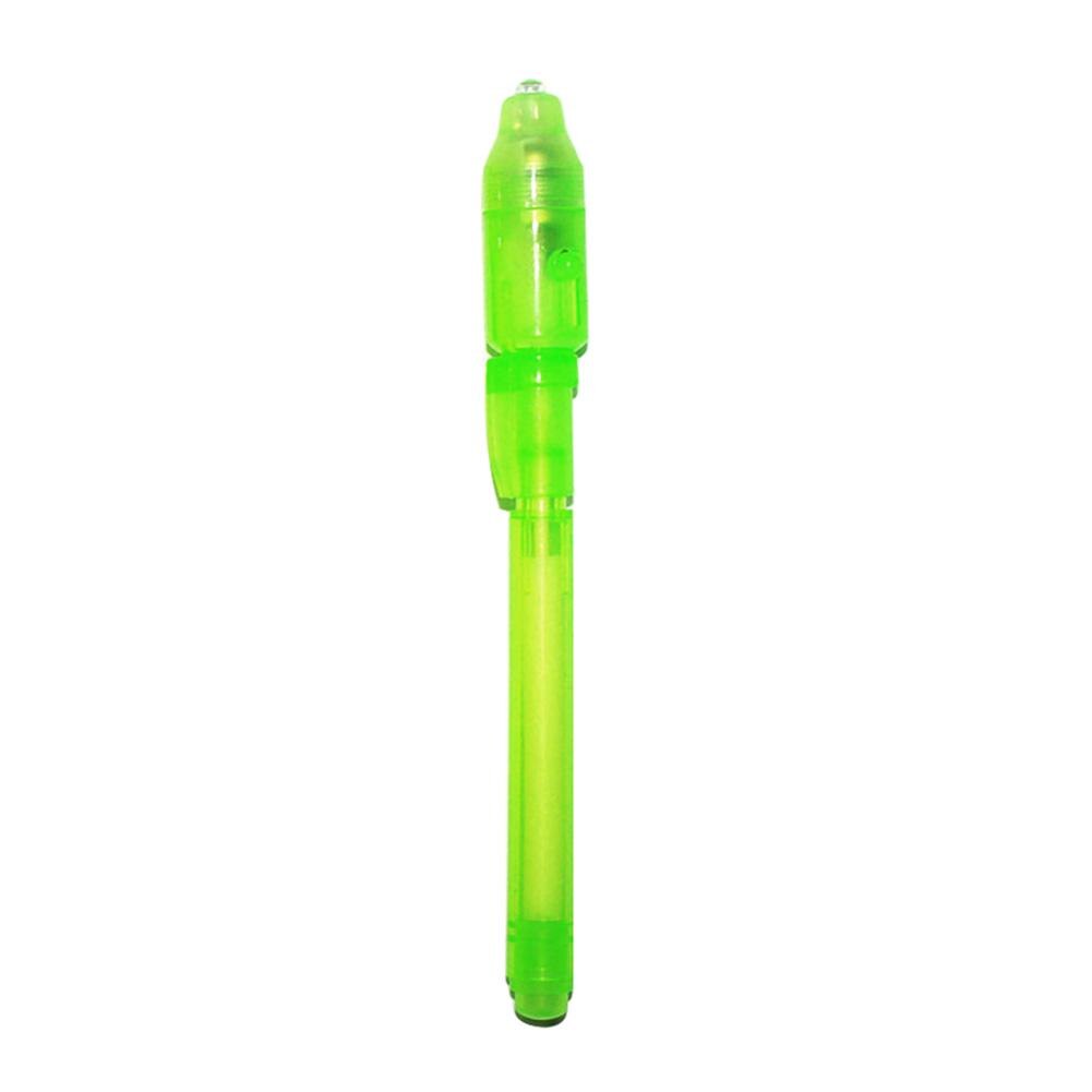 1PC 2 in 1 Magic Luminous Light Pen UV Drawing Invisible Ink Pen Kids Writing Learning Educational Lighting Toys: Green