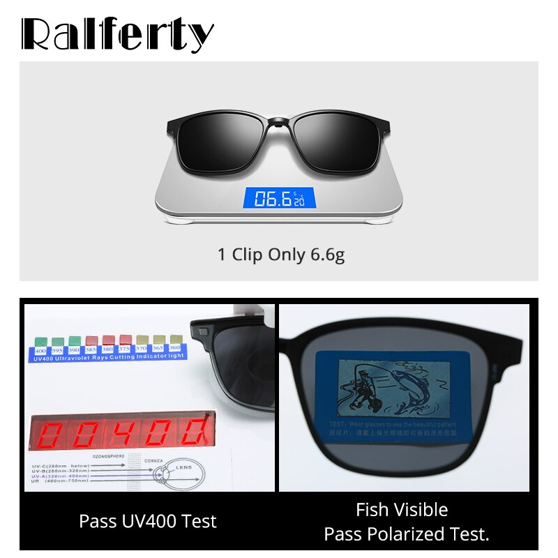 Ralferty 2 In 1 Gepolariseerde Zonnebril Magnetische Clip Op Sunglass Shades Mannen Lady Bril Optic Frame Z8027