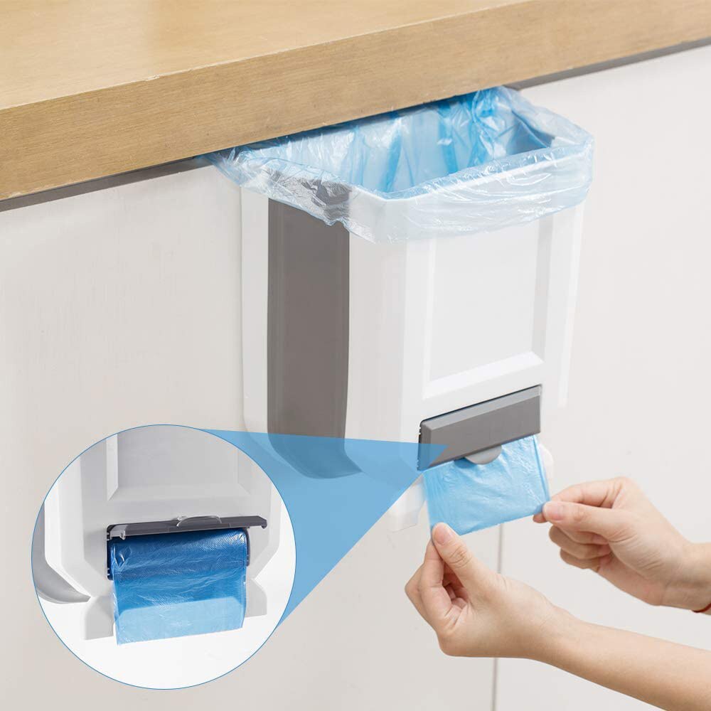 Door Hanging Trash Holder Foldable Garbage Bin Can Rubbish Container Garbage Basket Kitchen Storage Multipurpose Waste Bin