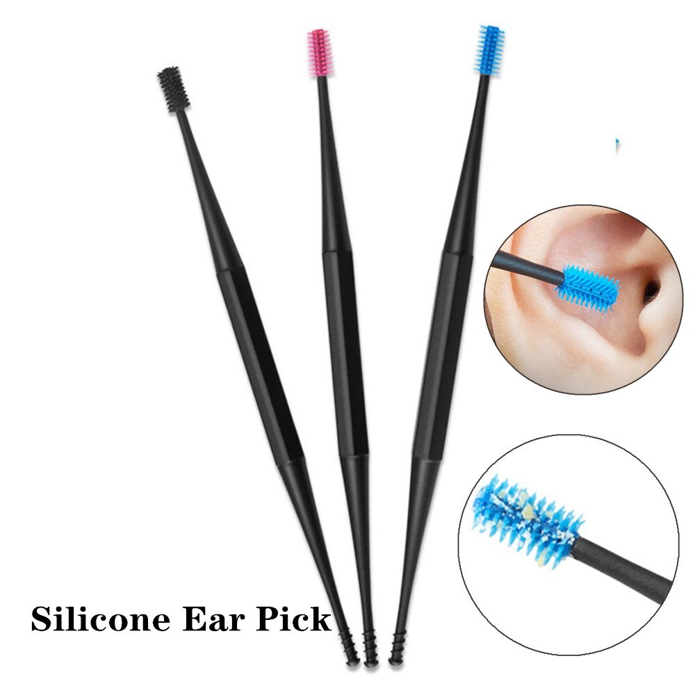 Dubbele Hoofd Siliconen Oor Pick Double-Ended Earpick Ear Wax Curette Remover Oorreiniger Lepel Spiraal Oor Clean Tool spiraal