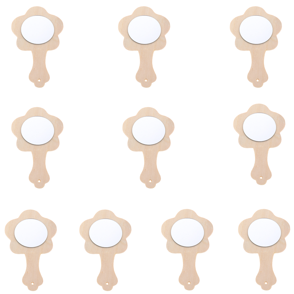 10/8 stycken oavslutat trä handspegel för barn diy hantverk woocrafts leksaker