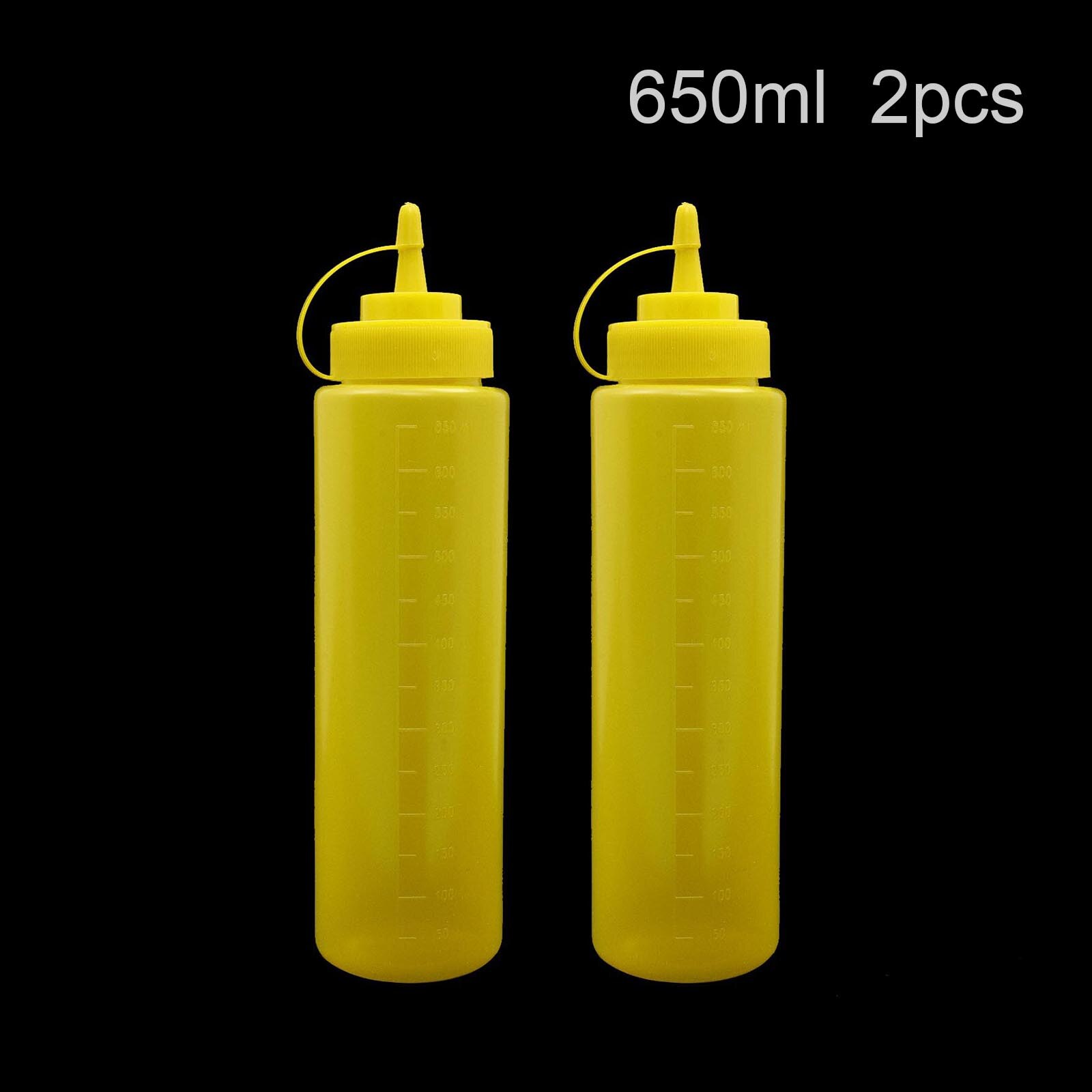 CellDeal 2Pcs Squeeze Flasche Salat Dressing Flasche Würze Spender Sauce Essig Öl Ketchup Menage Bin Tomaten Sauce Flasche: Yellow 650ml 2pcs