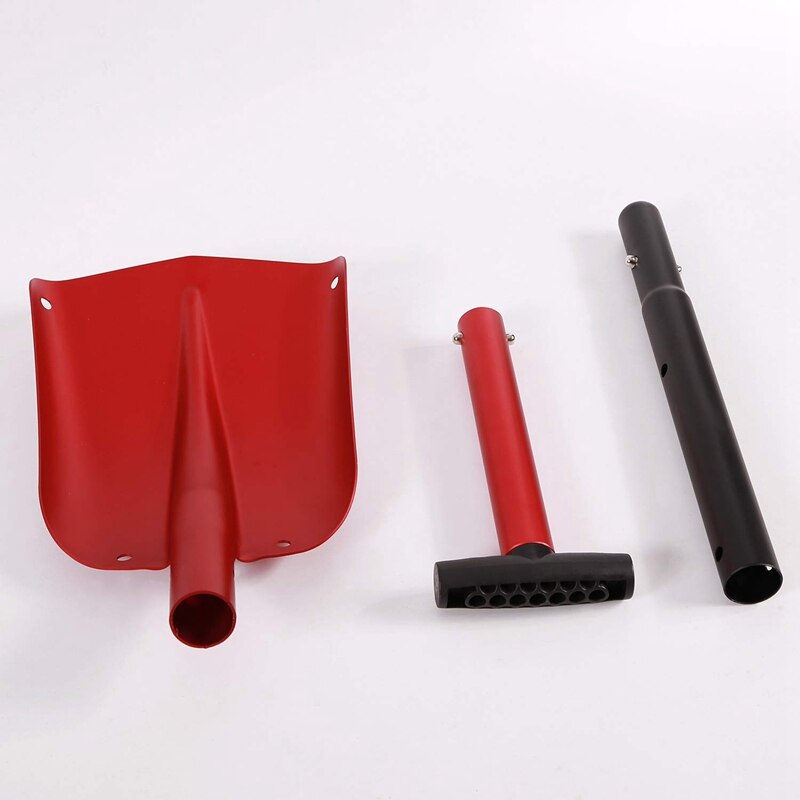 Aluminum Lightweight Snow Shovel for Car Emergency, 21Inch -32Inch Durable Compact Collapsible Snowboard Shovel,Red