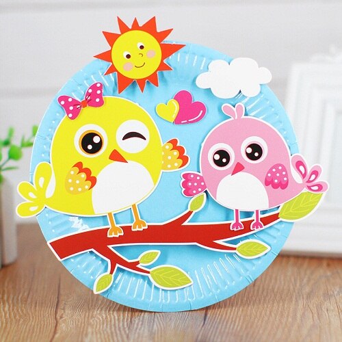 Dysk do papieru malowanie przedszkole pakiet materiałów płyta naklejki malowanie Puzzle dla dzieci kreatywne ręcznie dzieci papier do majsterkowania płyty: Bird