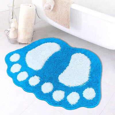 Foot Print Bath Mats,Non-slip Bathroom Carpet,Mat Toilet Memory Foam Bathroom Rug Bath Pad Carpets,Microfiber Mini Mats 40*60cm: Blue