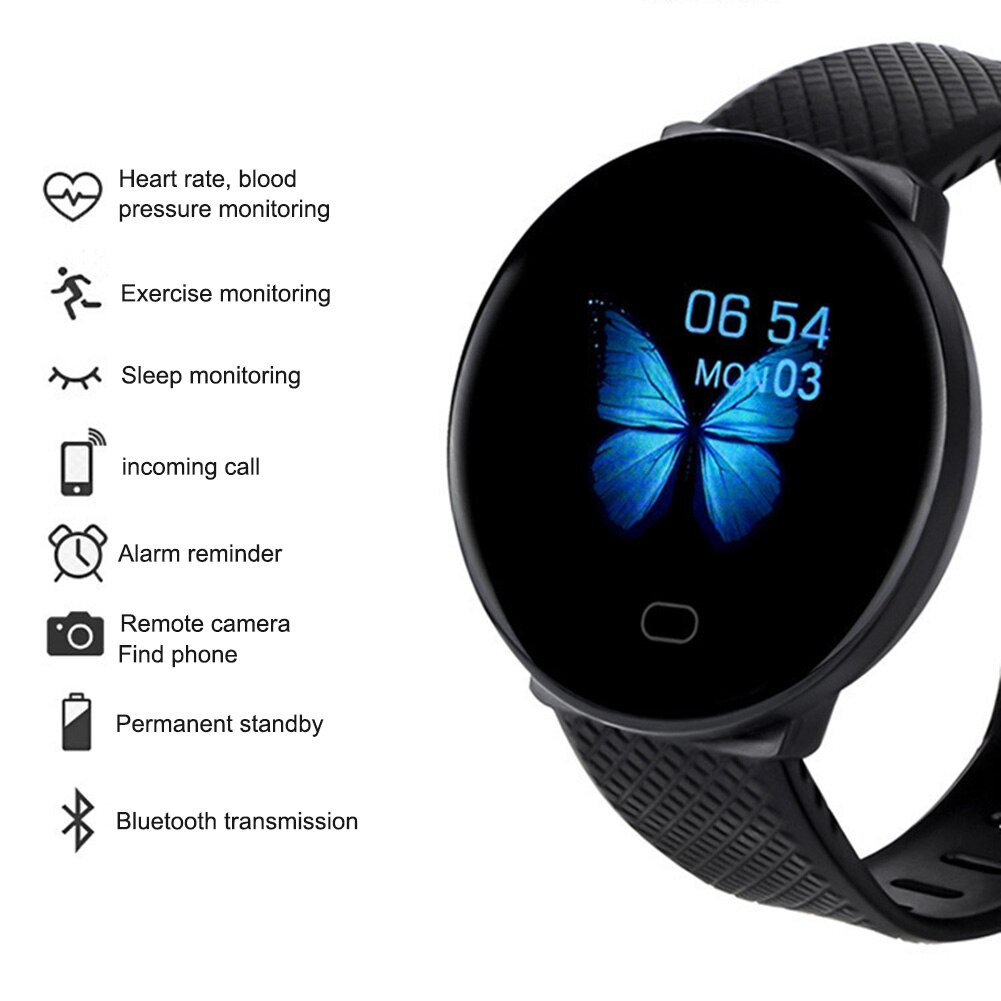 D19 slimme horloges rond bluetooth bloeddrukmeter bloedzuurstof hartslagmeter waterdicht sporthorloge stappenteller