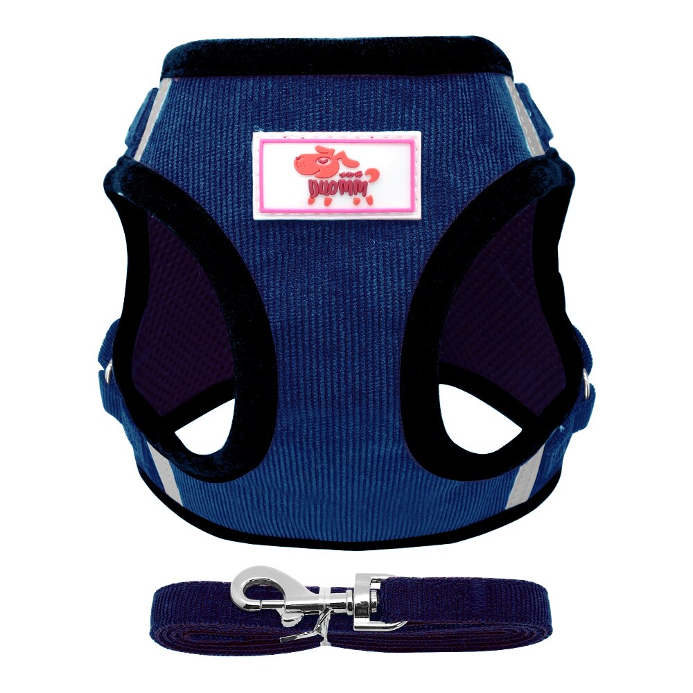 Myk liten hundesele valp katt mesh sele og båndsett justerbar til små mellomstore hunder chihuahua yorkshire bamse rosa xs-l: Blå / L