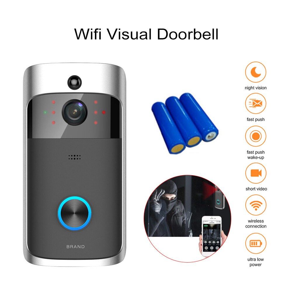 Smart wifi trådløs video dørklokke seer ring kamera vandtæt nattesyn dørklokke intercom lejlighed sikkerhed app kontrol: Valgmulighed 7