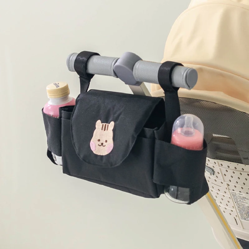 Kinderwagentas, kinderwagen organizer, cartoon flessenhouder, kinderwagen accessoires, hangende opbergmand, opbergtas, mama tas: Wit