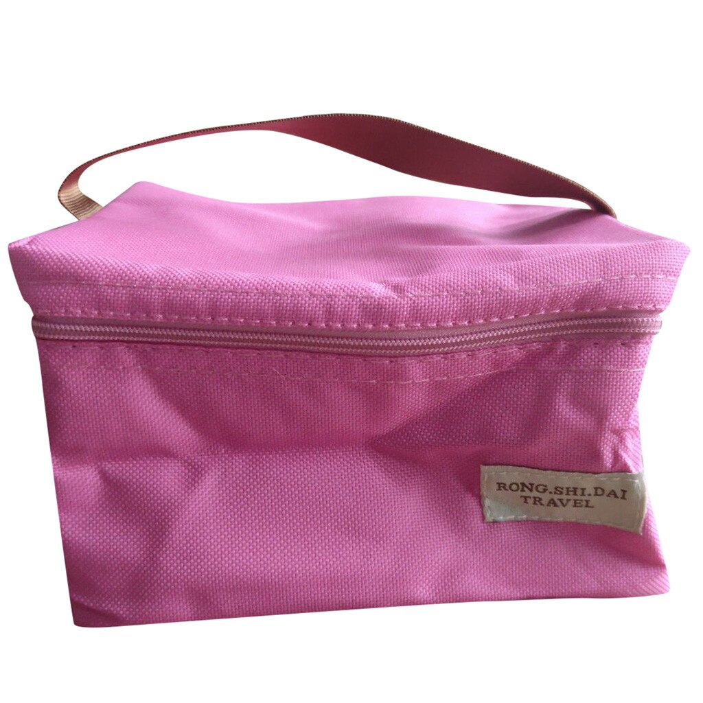 Unisex Praktische Draagbare Isolatie Nylon Tas Waterdichte Bakken Lunch Tas Isolatie Zak Picknick Tas: Roze