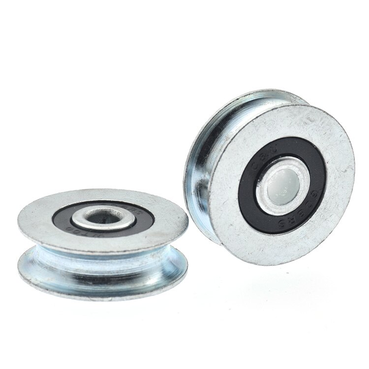 2pcs Metal Geneva U Groove Wheel Galvanized Bearing Wheel Roller Wire Rope Wire Guide Wheel Wheel 6/8x32x10mm