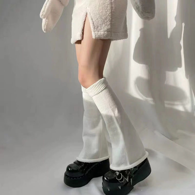 rozaduras piernas calcetines largos lana Lindo leg warmers Calcetines de punto Lolita para mujer, calentador de piernas de chica dulce, Bola de lana, cubierta de pie de punto, Cosplay, otoño, invierno,