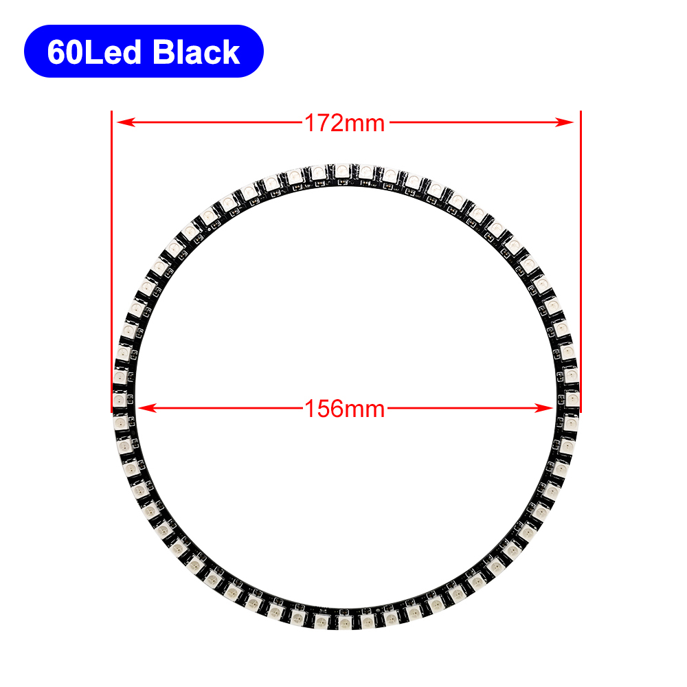 DC5V WS2812B DIY anillo Led direccionable individualmente WS2812 IC incorporado 5050 RGB módulos redondos círculo Arduino luz 8 a 148 píxeles: Transparente