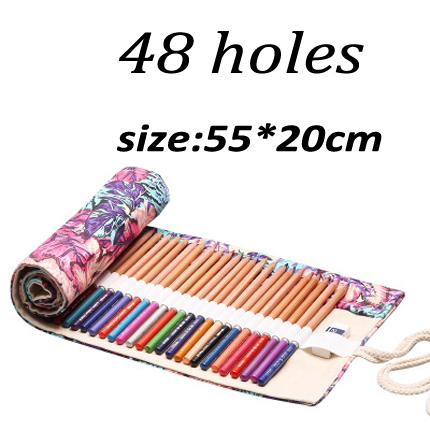 12/24/36/48/72/108 Roll School Etui Canvas Etui Make-Up Borstel pen Pouch Wrap Roll Schilderen Briefpapier: YELLOW
